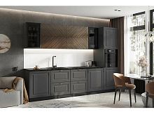 Кухонный гарнитур Престиж графит софт new, прайм орех 2140x3000x600