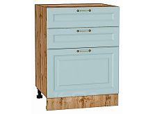 Шкаф нижний с 3-мя ящиками Ницца Голубой/Дуб Вотан 816*600*480