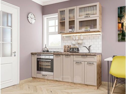 Модульный кухонный гарнитур Барселона-03 кашемир 2140x2000x600 фото 6