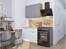 Модульный кухонный гарнитур Ницца-05 белый, графит 2140x1000x600