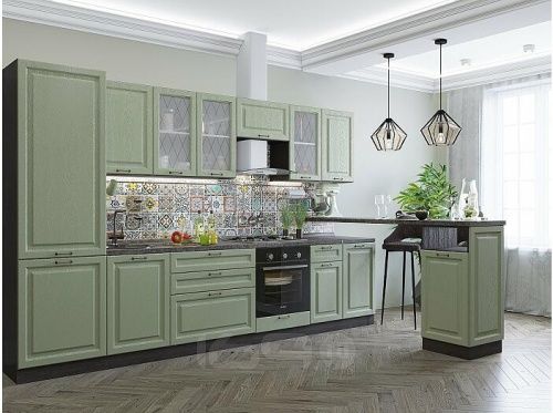 Модульный кухонный гарнитур Ницца-02 дуб оливковый 2140x3300x600