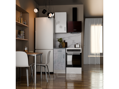 Кухонный гарнитур Уют белый, бетон 2155x400x600 фото 2