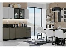 Кухонный гарнитур Николь холст вулканический, холст белый 2140x2000x600