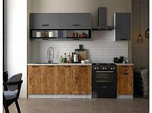 Кухонный гарнитур Техно графит софт new, экзотическое дерево амазония 2140x2000x600