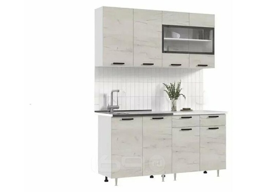 Кухонный гарнитур Рио дуб крафт белый 2140x1600x600 фото 2