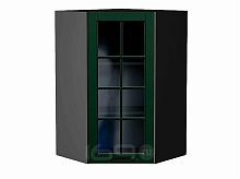 Шкаф верхний угловой остекленный Дублин Special Green/Graphite 920*600*600