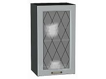 Шкаф верхний с 1-ой остекленной дверцей Ницца Графит/Graphite 716*400*318