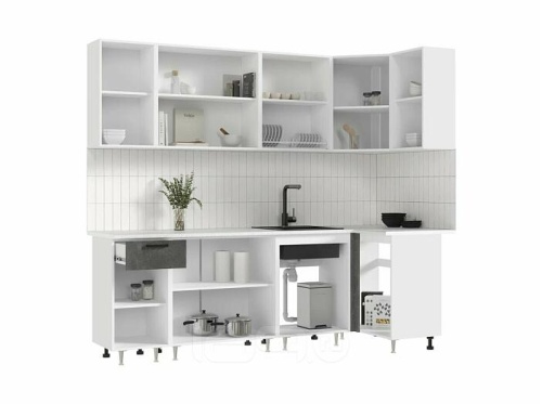 Кухонный гарнитур Рио бетон светлый, бетон темный 2140x2400/1000x600 фото 3