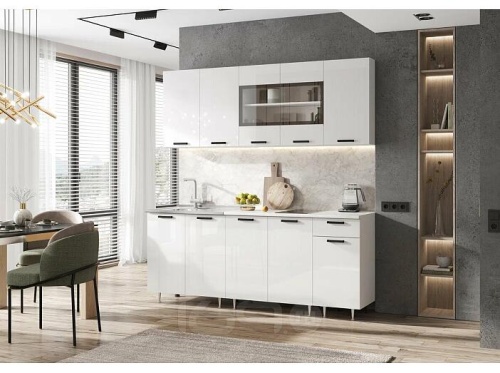 Кухонный гарнитур Рио белый глянец 2138x2000x600