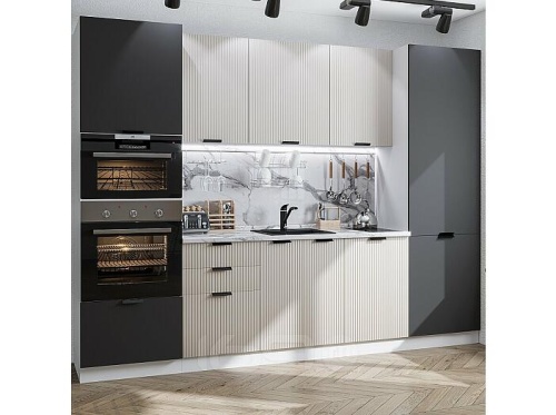 Модульный кухонный гарнитур Евро антрацит, агат 2140x2800x600