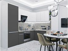 Модульный кухонный гарнитур Фьюжн-04 stormy silk, silky white 2140x2500/1800x600