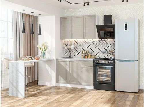 Модульный кухонный гарнитур Сканди-05 cappuccino softwood 2140x1200x600