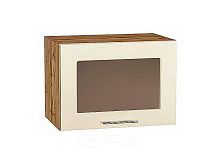 Шкаф верхний горизонтальный остекленный Валерия-М Бежевый металлик Дуб Вотан 358*500*318