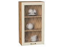 Шкаф верхний с 1-ой остекленной дверцей Ницца Дуб крем/Дуб Вотан 920*500*318