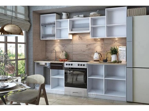 Кухонный гарнитур Бланка венге фисташка матовый, венге глянец 2155x2385x600 фото 2