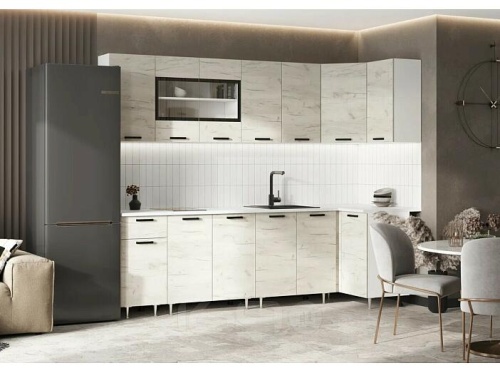 Кухонный гарнитур Рио дуб крафт белый 2140x2600/1000x600