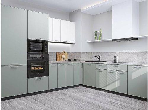 Модульный кухонный гарнитур Квадро-02 аквамарин, белый 2140x2400/2150x600