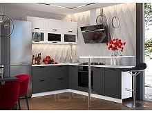 Кухонный гарнитур Монако белый снег софт, графит софт new 2140x1800/2500x600