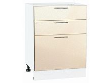 Шкаф нижний с 3-мя ящиками Валерия-М Бежевый металлик Белый 816*600*478