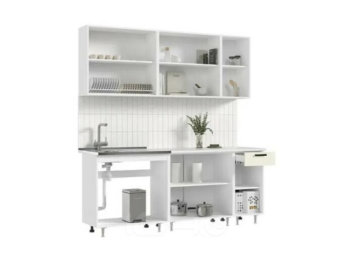 Кухонный гарнитур Рио белый, юкон 2140x2000x600 фото 3