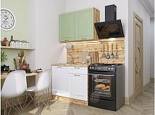 Модульный кухонный гарнитур Ницца-05 белый, дуб оливковый 2140x1000x600