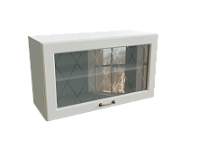Шкаф ВГ809 верхний горизонтальный со стеклом Ницца БЕЛ/АНД/СИЛК Ф88Н
