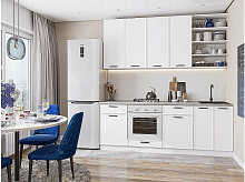 Модульный кухонный гарнитур Фрейм-02 white silk 2340x2200x600