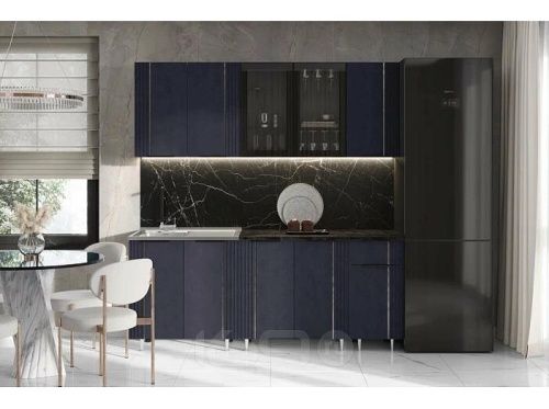 Кухонный гарнитур Виктория пластер индиго 2168x2000x600