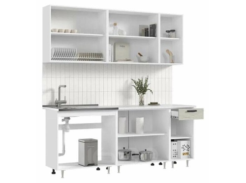 Кухонный гарнитур Рио бетон светлый, бетон темный 2140x2000x600 фото 3