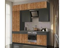 Кухонный гарнитур Оливия экзотическое дерево амазония, графит софт new 2500x2400x600