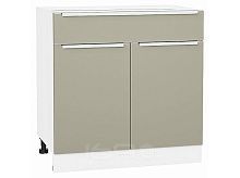 Шкаф нижний с 2-мя дверцами и ящиком Фьюжн Silky Grey Белый 816*800*480