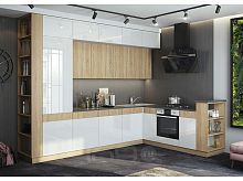 Кухонный гарнитур Техно-5 сонома, белый глянец холодный 2500x3200/2240x600