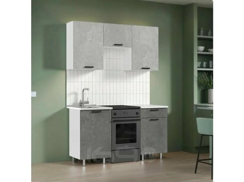 Кухонный гарнитур Рио бетон светлый, бетон темный 2140x1500x600