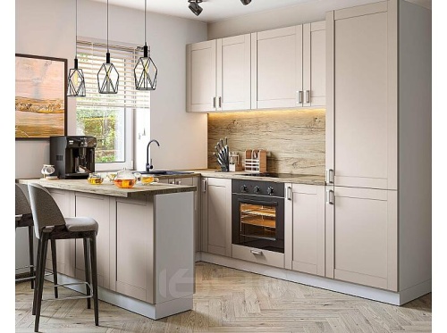 Модульный кухонный гарнитур Лофт-06 cream silk 2140x2300x600