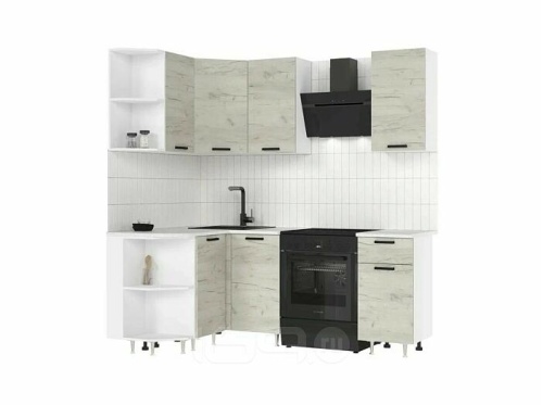 Кухонный гарнитур Рио дуб крафт белый 2140x2000/1300x600 фото 2