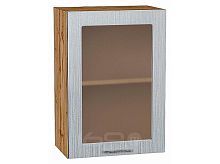 Шкаф верхний с 1-ой остекленной дверцей Валерия-М Серый металлик дождь светлый Дуб Вотан 716*500*318