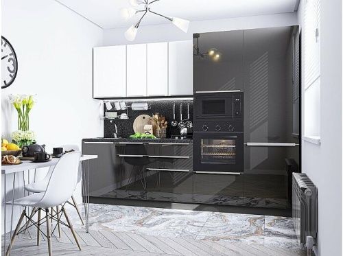 Модульный кухонный гарнитур Фьюжн-07 anthracite, silky white 2140x2700x600