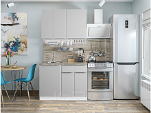 Модульный кухонный гарнитур Фьюжн-05 silky light grey 2140x1100x600