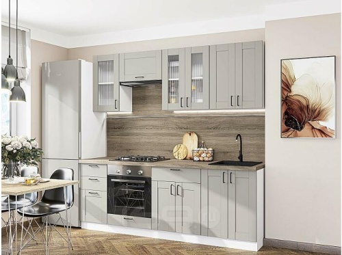 Модульный кухонный гарнитур Лофт-01 grey silk 2140x2200x600