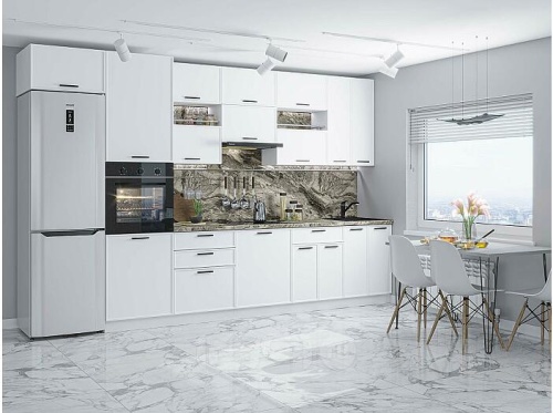 Модульный кухонный гарнитур Фрейм-04 white silk 2340x3600x600