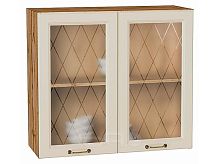 Шкаф верхний с 2-мя остекленными дверцами Ницца Агат/Дуб Вотан 716*800*318
