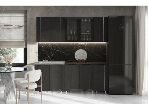 Кухонный гарнитур Виктория пластер блэк 2168x2000x600