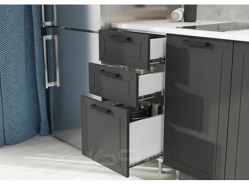 Кухонный гарнитур Монако белый снег софт, графит софт new 2140x1800x600 фото 2