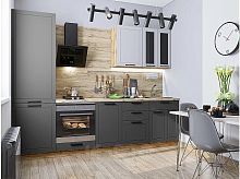 Модульный кухонный гарнитур Глетчер-04 гейнсборо силк, маренго силк 2140x2700x600