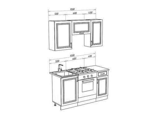 Кухонный гарнитур Констанция мускат 2140x1500x600 фото 2