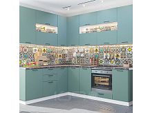 Модульный кухонный гарнитур Флэт-02 grey-green in 2s 2340x2390/1700x600