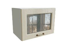 Шкаф ВГ500 верхний горизонтальный со стеклом Ницца БЕЛ/ДУБ/КРЕМ Ф84