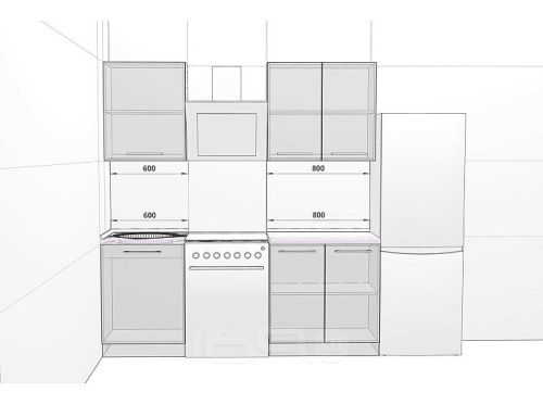 Модульный кухонный гарнитур Логика-01 дуб галифакс 2040x1400x600 фото 6