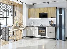 Модульный кухонный гарнитур Евро дуб песочный, агат 2140x2000x600