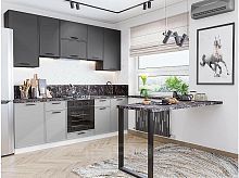 Модульный кухонный гарнитур Фрейм-05 grey silk, stormy silk 2340x2400x600
